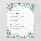 Papier Eucalyptus Faire-part de mariage Budget Vert Feuil (Devant)