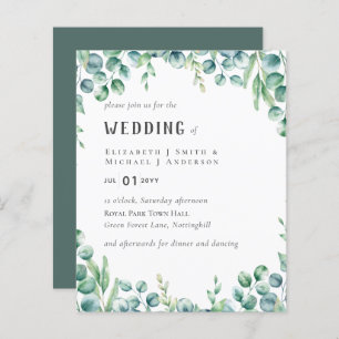 Papier Eucalyptus Faire-part de mariage Budget Vert Feuil