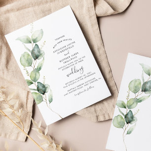 Papier Eucalyptus Faire-part de mariage de script de verd