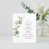 Papier Eucalyptus Faire-part de mariage de script de verd (Debout devant)