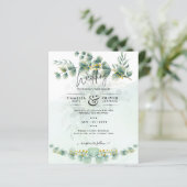 Papier Eucalyptus Faire-part de mariage Vert moderne Or (Debout devant)