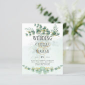 Papier Eucalyptus Faire-part de mariage Vert moderne Or (Debout devant)