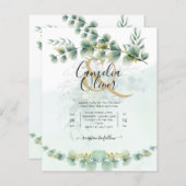 Papier Eucalyptus Faire-part de mariage Vert moderne Or (Devant / Derrière)