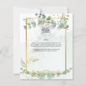 Papier Eucalyptus Faire-part de mariage Vert moderne Or (Dos)