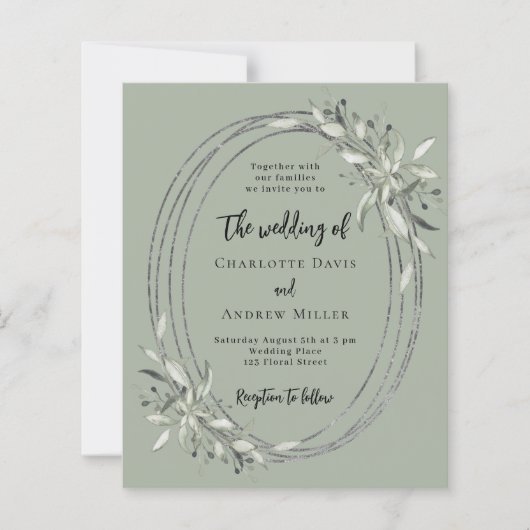 Papier Eucalyptus faire-part de mariage verte (Devant)