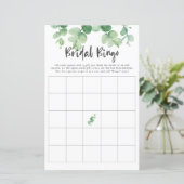 Papier Eucalyptus Fête des mariées Jeu Bingo Vert Chic (Debout devant)