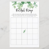 Papier Eucalyptus Fête des mariées Jeu Bingo Vert Chic (Devant)