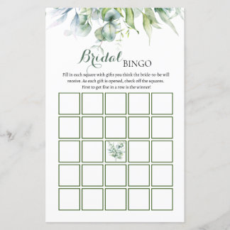 Papier Eucalyptus Fête des mariées Jeu de Bingo