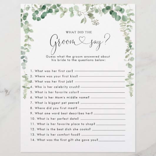 Papier Eucalyptus Fête des mariées Qu'est-ce que la chamb (Devant)