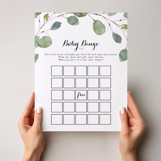 Papier Eucalyptus Foliage bébé Bingo Douche Jeu