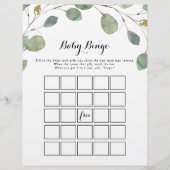 Papier Eucalyptus Foliage bébé Bingo Douche Jeu (Devant)