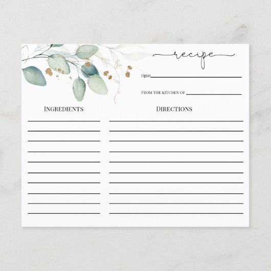 Papier Eucalyptus Gold Fête des mariées Recette (Devant)