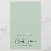 Papier Eucalyptus Green Bridal Bingo Shower Jeu (Dos)