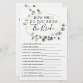 Papier Eucalyptus Green Double Fête des mariées Jeux (Devant / Derrière)