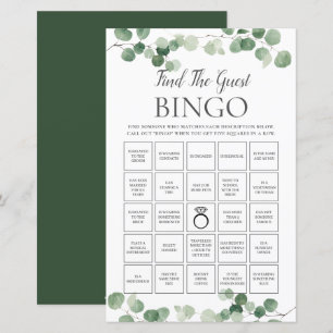 Papier Eucalyptus Greenery Bridal Trouvez l'invité Bingo