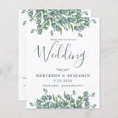 Papier Eucalyptus Greenery Budget QR Code Mariage Invitat (Devant / Derrière)