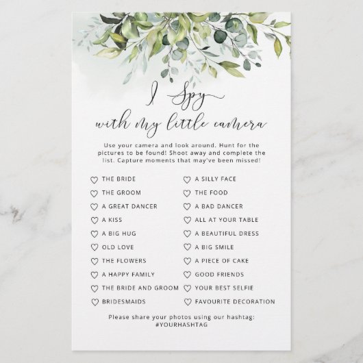 Papier Eucalyptus j'espionne avec mon appareil photo mari (Devant)