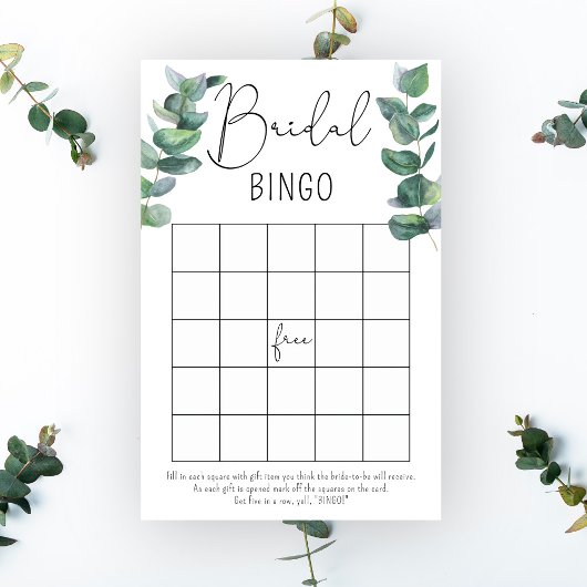 Papier Eucalyptus - jeu de bingo de douche nuptiale