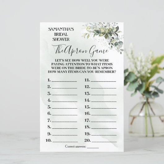 Papier Eucalyptus La douche nuptiale d'Apron jeu bilingue (Debout devant)