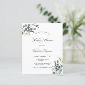 Papier Eucalyptus lavender baby shower invitation budgéta (Debout devant)