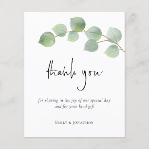 PAPIER Eucalyptus Leaf Script Foto bedankt Flyer