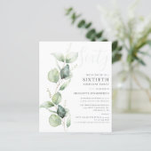 Papier Eucalyptus Maman 60e Anniversaire Fête Invitation (Debout devant)