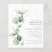 Papier Eucalyptus Maman 60e Anniversaire Fête Invitation (Devant)