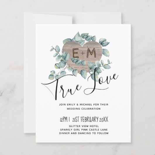 Papier Eucalyptus Mariage - Aquarelle Verdure Monogramme (Devant)
