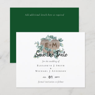Papier Eucalyptus Mariage - Aquarelle Verdure Monogramme