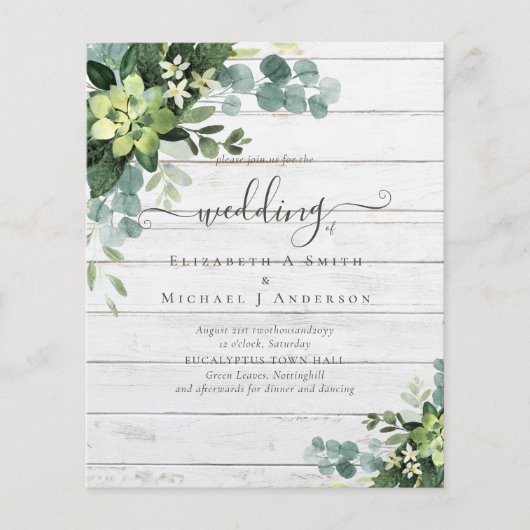 Papier Eucalyptus Mariage Aquarelle verte Invitations (Devant)