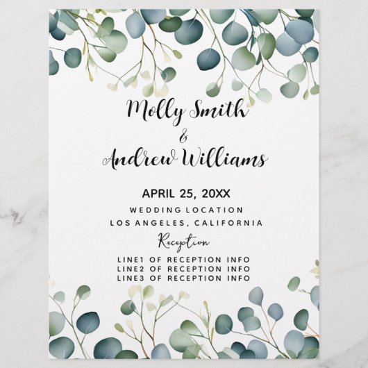 Papier Eucalyptus mariage mariage vert Invite (Devant)