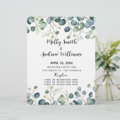 Papier Eucalyptus mariage mariage vert Invite (Debout devant)