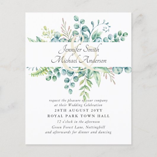 Papier Eucalyptus moderne Mariage Ampersand vert (Devant)