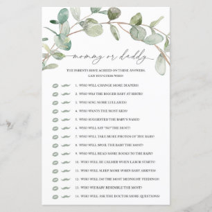 Papier Eucalyptus Mommy ou Daddy Jeu