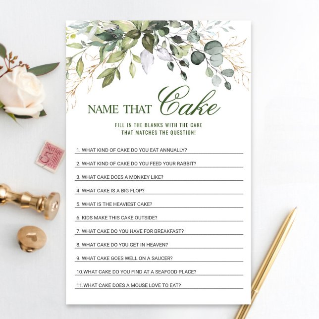 Papier Eucalyptus Nom Qui Cake Fête des mariées Jeu (Créateur téléchargé)