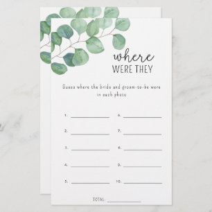 Papier Eucalyptus - Où étaient-ils le jeu de douche nupti