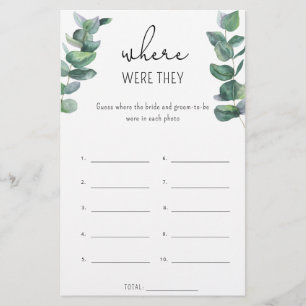 Papier Eucalyptus - Où étaient-ils le jeu de douche nupti