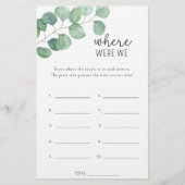 Papier Eucalyptus - Où étions-nous le jeu de douche nupti (Devant)