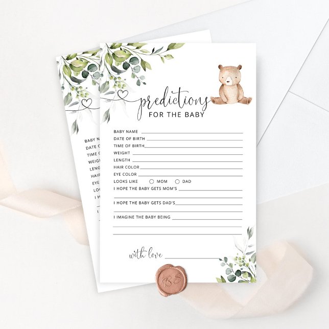 Papier Eucalyptus ours prédictions pour bébé (Créateur téléchargé)