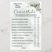 Papier Eucalyptus Over or Under shower jeu bilingue (Devant)