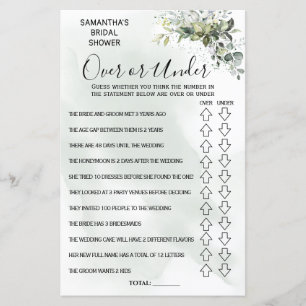 Papier Eucalyptus Over or Under shower jeu bilingue