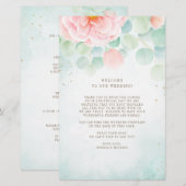 Papier Eucalyptus Peony Floral Mariage Bienvenue Itinérai (Devant / Derrière)