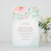 Papier Eucalyptus Peony Floral Mariage Bienvenue Itinérai (Debout devant)