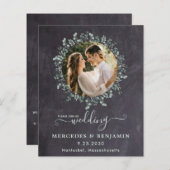 Papier Eucalyptus Photo Budget QR Code Mariage Invitation (Devant / Derrière)