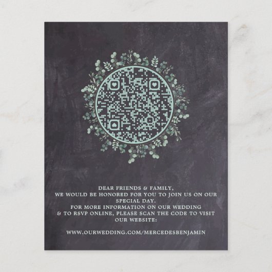 Papier Eucalyptus Photo Budget QR Code Mariage Invitation (Dos)