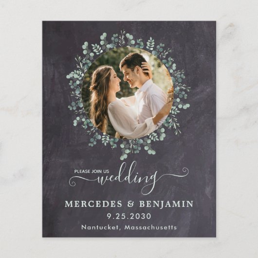 Papier Eucalyptus Photo Budget QR Code Mariage Invitation (Devant)