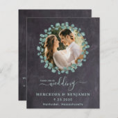 Papier Eucalyptus Photo Greenery QR Code Mariage Invitati (Devant / Derrière)