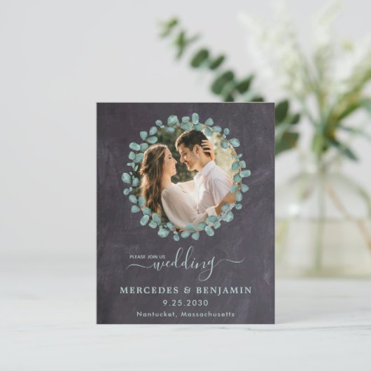 Papier Eucalyptus Photo Greenery QR Code Mariage Invitati (Debout devant)