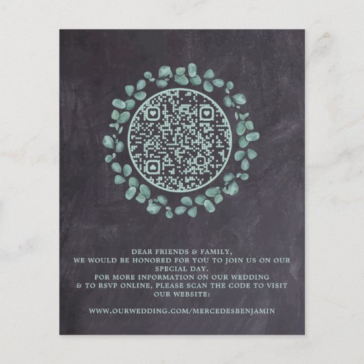 Papier Eucalyptus Photo Greenery QR Code Mariage Invitati (Dos)