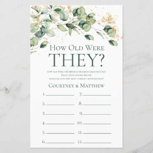 Papier Eucalyptus Quel Âge Avaient-Ils Été Fête des marié (Devant)